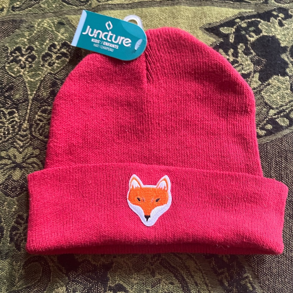 Juncture children's unisex beanie in red.